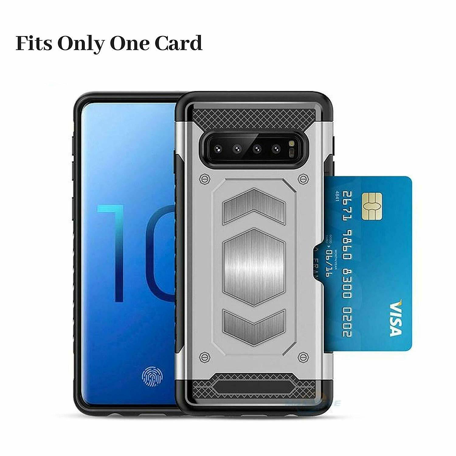 Protectores para celular  para Samsung  S10 Funda reforzada con porta tarjeta Plateado
